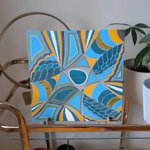 Fractured Garden – Original 11.75" x 11.75 x .75" Abstract Painting on W - Picture 5 of 6